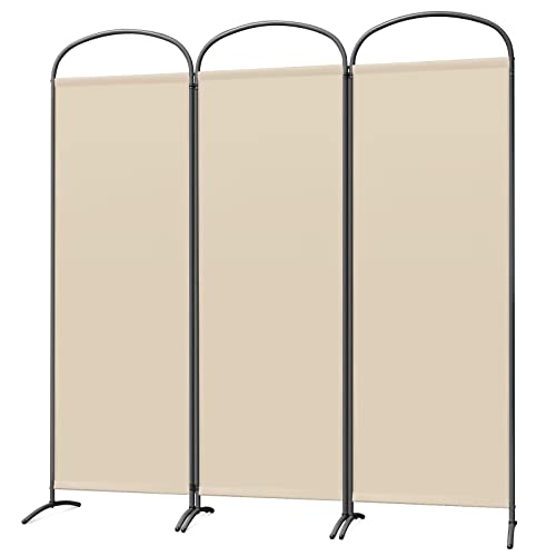 Angel Living Paravent Stellwand Sichtschutz Faltbarer Raumteiler Trennwand Sichtschut für Draußen Garten Schlafzimmer Wohnzimmer Büro Innen Außenbereich (Beige, 3 Teilig) von Angel Living