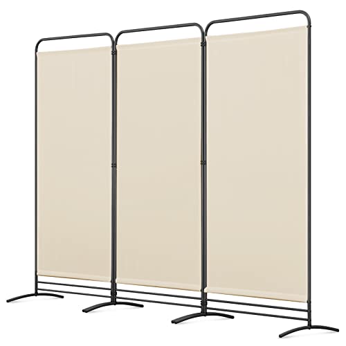 Angel Living Paravent 3 Teilig Klappbar Raumteiler Freistehend Sichtschutzwand Raumteiler Stellwand Trennwand Sichtschutz für Büros, Balkon,Schlafzimmer,Außengarten,243cm x 180cm Beige von Angel Living