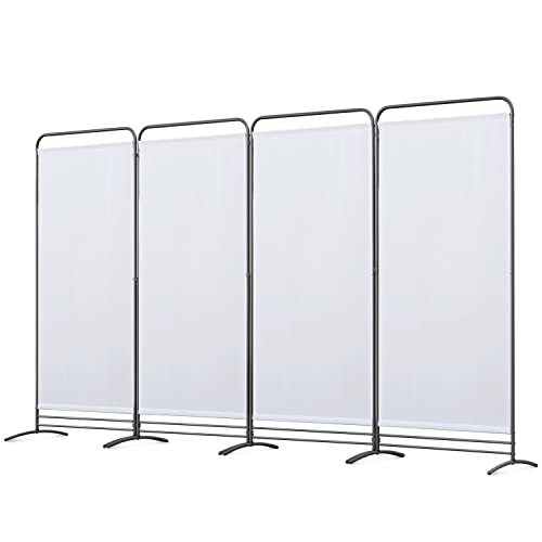 Angel Living Paravent 4 Teilig Klappbar Raumteiler Freistehend Sichtschutzwand Raumteiler Stellwand Trennwand Sichtschutz für Büros, Balkon,Schlafzimmer,Außengarten, 324cm x 180cm Weiß von Angel Living