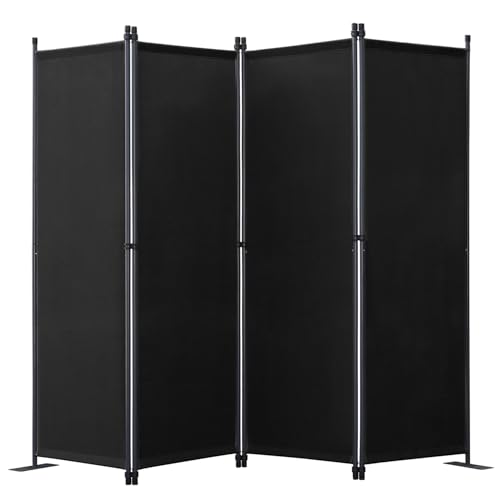 Angel Living Paravent 4 Teilig,Trennwand Raumteiler Paravent raumteiler innen Sichtschutz Wandschirm für Büros Balkon Schlafzimmer Außengarten Schwarz von Angel Living