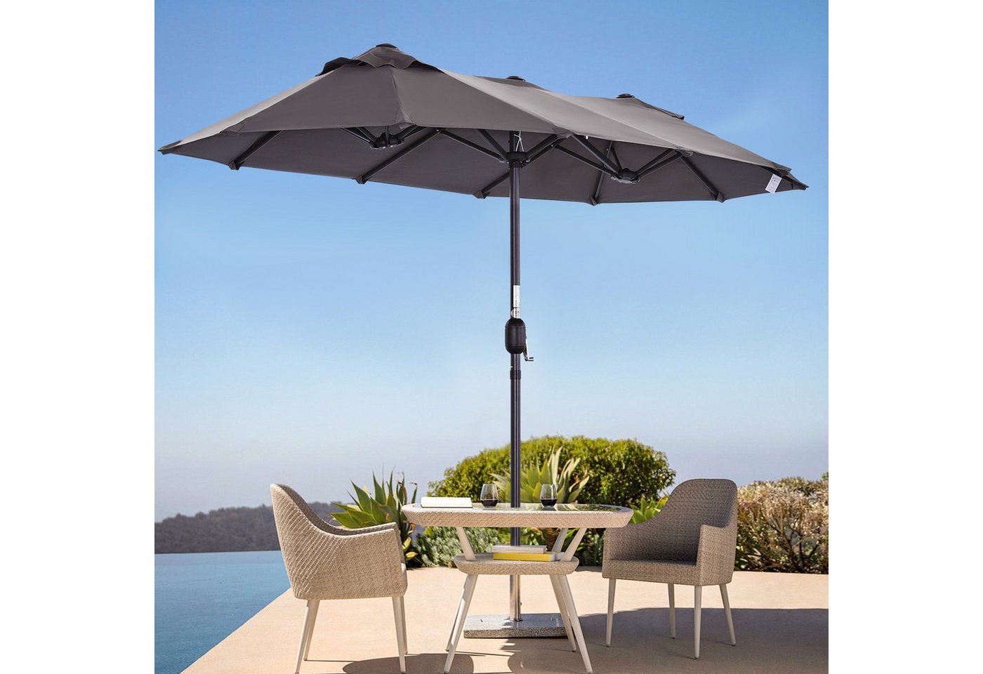 Angel Living Sonnenschirm Doppelsonnenschirm Marktschirm Gartenschirm Terrassenschirm, Sonnenschutz UV50+, 297 x 153cm Angel Living Sonnenschirm Doppelsonnenschirm Marktschirm Gartenschirm Terrassenschirm, Sonnenschutz UV50+, 297 x 153cm von Angel Living