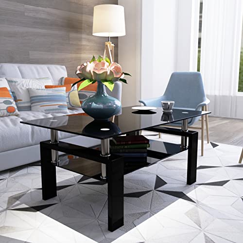 Moderner rechteckiger Couchtisch aus Glas, transparenter Beistelltisch, Mitteltisch für Wohnzimmer, Schwarz2 Moderner rechteckiger Couchtisch aus Glas, transparenter Beistelltisch, Mitteltisch für Wohnzimmer, Schwarz2 von Angel Sar