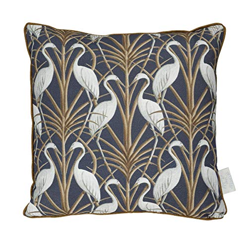 Angel Strawbridge Nouveau Kissen mit Reiher-Motiv, Marineblau / Braun von The Chateau