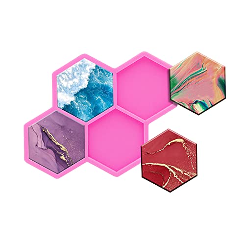 Glänzende glänzende 4,3 cm Silikonformen für DIY Hexagon Shape Phone Grip Resin Form, Handy Socket Molds for Epoxy Resin, 4 Cavity Silicone Mould for DIY Resin Casting Jewelry Making Badge Reel Mold von Angel Wings