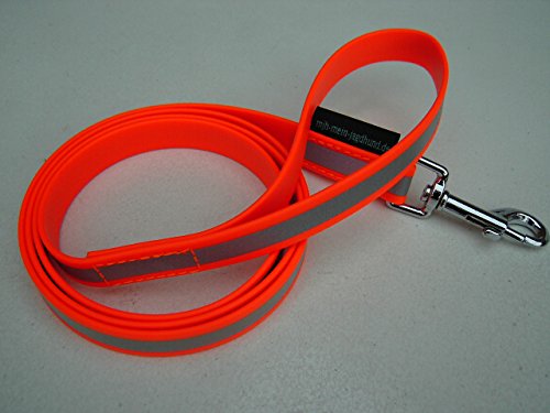 MJH BioThane Leine 1,50m lang/19mm breit Reflex orange mit Handschlaufe von Angel for Pets