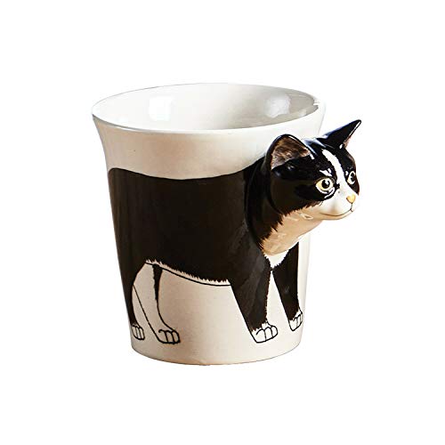 Katzen Tasse/Kaffee-Becher/Cat Mug/3D-Motiv/Keramik-Tasse-Katze schwarz weiss von Windhorse