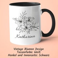 Blumen Motiv Keramik Tasse "Vintage Blumendesign" Mit Wunschname Personalisierbar Namenstasse Geschenke Für Mädchen & Frauen Blumen Motiv Keramik Tasse "Vintage Blumendesign" Mit Wunschname Personalisierbar Namenstasse Geschenke Für Mädchen & Frauen von AngelAccessoriesShop