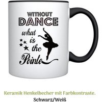 Tasse Mit Spruch in Schwarz-Weiß Retrodesign. Für Alle Die Ballet Tanz Lieben. Aufdruck Without Dance, What Is The Pointe? von AngelAccessoriesShop