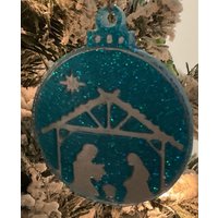 Schöne Krippe Weihnachten Harz Ornament, Geschenk Für Mama, Weihnachtsgeschenk, Weihnachtsbaum, Epoxidharz, Heilige Familie, Krippen Ornament von AngelWingsShopCA