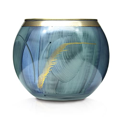 Angela - Neue Wiener Werkstätte Glasvase handbemalt, vergoldet, Glas, Aqua, 11 cm von Angela - Neue Wiener Werkstätte