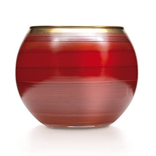 Angela Neue Wiener Werkstätte Windlicht Kugel Mini Glasvase handbemalt, vergoldet, Glas, Rot, 11 cm von Angela Neue Wiener Werkstätte