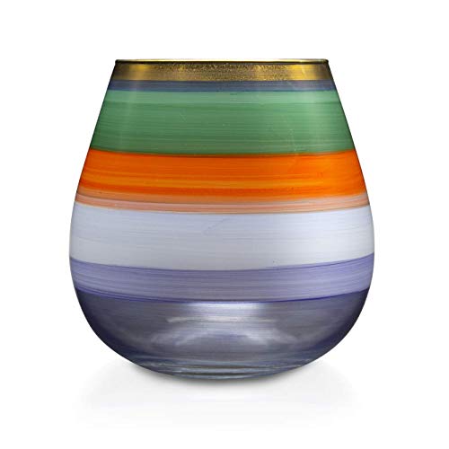 Angela Neue Wiener Werkstätte Windlicht Vesuvio Meerblau Vasen aus farbigem Glas, Blau, 15 cm von Angela Neue Wiener Werkstätte