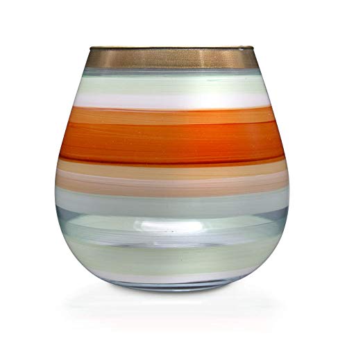 Angela Neue Wiener Werkstätte Windlicht Vesuvio Orange Vasen aus farbigem Glas, 15 cm, mittelgroß von Angela Neue Wiener Werkstätte