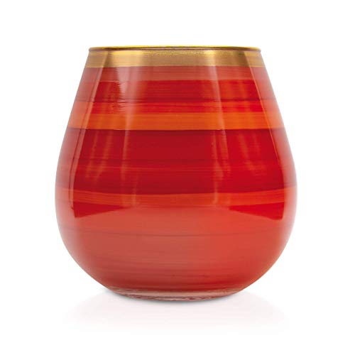 Angela Neue Wiener Werkstätte Windlicht Vesuvio Tomato Vasen aus farbigem Glas, Rot, 15 cm, mittelgroß von Angela Neue Wiener Werkstätte