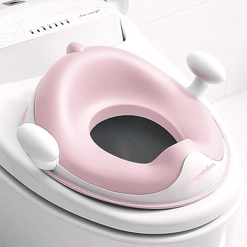 Angelbliss WC Sitz Kinder, Baby Potty Training Toilettentrainer, Kinder Toilettensitz für Jungen und Mädchen, Doppeltem Anti-Rutsch Polster Kloaufsatz, mit Griff und Spritzschutz (pink) von Angelbliss