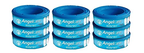 Angelcare Windeleimer Nachfüllpack Plus 9er Pack - 180 Windeln, Antibakteriell, Unparfümiert von Angelcare