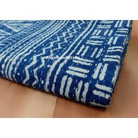 Indigo Baumwolle Kantha Bettüberwurf Handgedruck Decke Handgestickter Moderner Quilt Wende-Weiches Bettlaken Überwurf von AngelhandicraftIndia