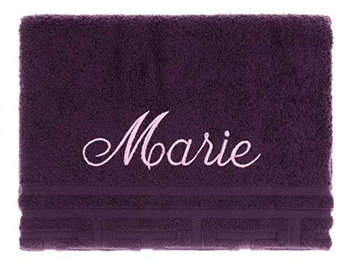 AngelicArt Personalisiertes Handtuch mit Namen, bestickte Handtücher (Purpur, Rosa, 50 x 100 cm) von AngelicArt