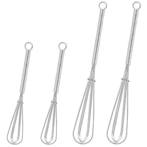Angelkiss 4-teiliges Profi Schneebesen-Set (12.7cm + 17.8cm) – Ballon- & Mini-Rührbesen zum Schlagen, Mischen & Aufschäumen für Küche, Bar & Backen. von Angelkiss