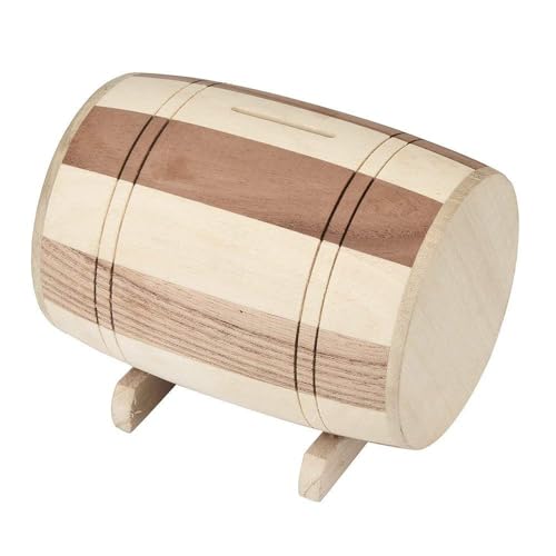 Angelkiss Hölzerne Sparschwein Safe Spardose Einsparungen Weinfass Holzschnitzerei handgemachte hohe Qualität(Medium) von Angelkiss