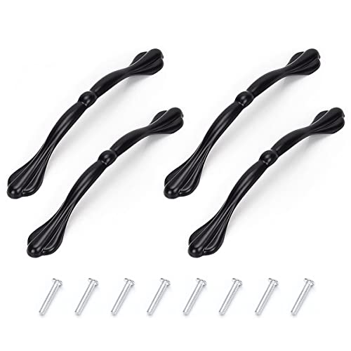Angelkiss NB 4 Stück Möbelgriff Schwarz, Schrankgriffe Küchengriffe Schwarz, Aluminiumlegierung Möbelgriffen Schrank Türgriff Schubladengriffe mit Schrauben von Angelkiss
