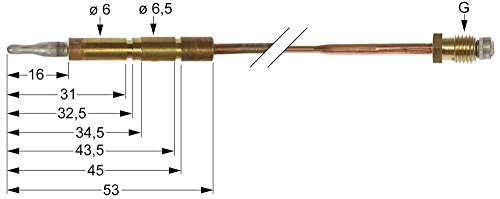 Angelo Po Thermoelement für 1A1FA2G, 1D1FA2G, 1A1FA5G, 191FABG, 32TC Länge 600mm Steckhülse ø6,0mm M8x1 von Angelo Po