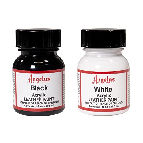Angelus - 2 Flaschen mit 29,5 ml Farbe - Schwarz und Weiß von Angelus
