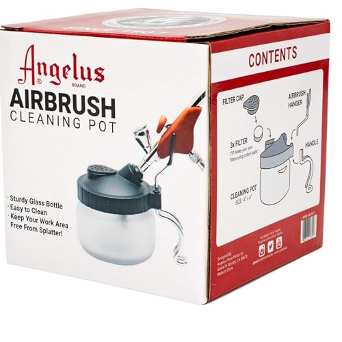 Angelus Airbrush-Reinigungstopf, 3-in-1 Glasreinigungstopf mit Halter, reinigt Airbrush, hält Airbrush, Farbpalettendeckel, Filter, Airbrush-Halterstation von Angelus