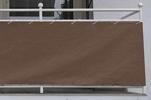 Angerer Balkonbespannung Style - Sicht- und Windschutz für den Balkon (75 cm hoch, Länge: 6 Meter, Braun) von Angerer Freizeitmöbel GmbH