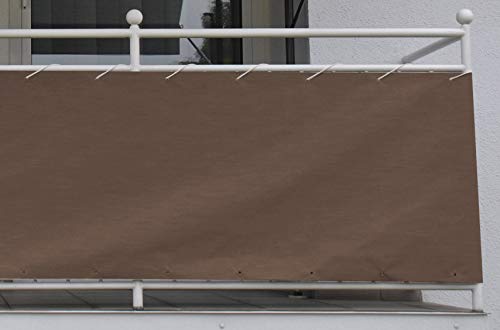 Angerer Balkonbespannung Style - Sicht- und Windschutz für den Balkon (75 cm hoch, Länge: 8 Meter, Braun) von Angerer Freizeitmöbel GmbH