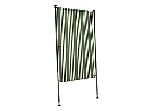 Angerer Freizeitmöbel GmbH Balkonsichtschutz Exklusiv - Senkrechtmarkise für Sicht- und Sonnenschutz - Montage ohne Bohren und Dübeln - ideale Balkonmarkise für Mietwohnungen (Grün-Creme, 150 cm) von Angerer Freizeitmöbel GmbH
