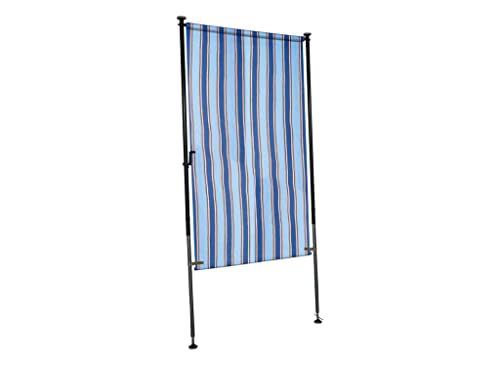 Angerer Freizeitmöbel GmbH Balkonsichtschutz Exklusiv - Senkrechtmarkise für Sicht- und Sonnenschutz - Montage ohne Bohren und Dübeln - ideale Balkonmarkise für Mietwohnungen (Blau gestreift, 150 cm) von Angerer Freizeitmöbel GmbH