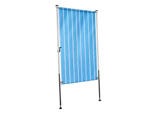 Angerer Freizeitmöbel GmbH Balkonsichtschutz Exklusiv - Senkrechtmarkise für Sicht- und Sonnenschutz - Montage ohne Bohren und Dübeln - ideale Balkonmarkise für Mietwohnungen (Blau, 150 cm) von Angerer Freizeitmöbel GmbH
