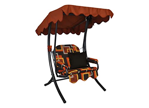 Angerer Freizeitmöbel GmbH Hollywoodschaukel 1-Sitzer - Gartenschaukel Made in Germany - Schaukel zum Sitzen und Entspannen - einfache Montage (Braun-Orange Gemustert) von Angerer Freizeitmöbel GmbH