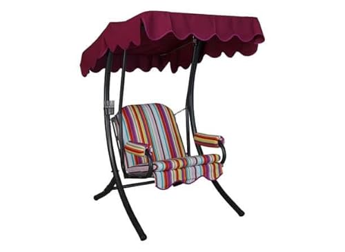 Angerer Freizeitmöbel GmbH Hollywoodschaukel 1-Sitzer - Gartenschaukel Made in Germany - Schaukel zum Sitzen und Entspannen - einfache Montage (Weiß-Bunt gestreift) von Angerer Freizeitmöbel GmbH