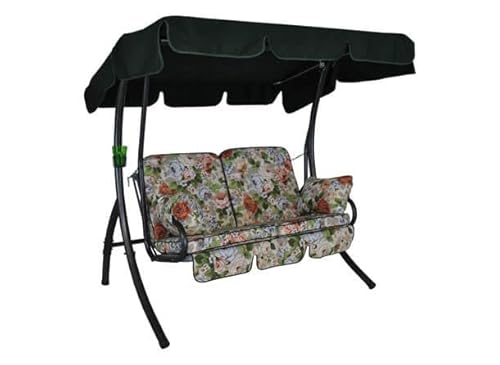 Angerer Freizeitmöbel GmbH Hollywoodschaukel 2-Sitzer Comfort - Gartenschaukel Made in Germany - Schaukel zum Sitzen und Entspannen - mit Bett-Funktion - einfache Montage (Beige-Bunt geblümt) von Angerer Freizeitmöbel GmbH