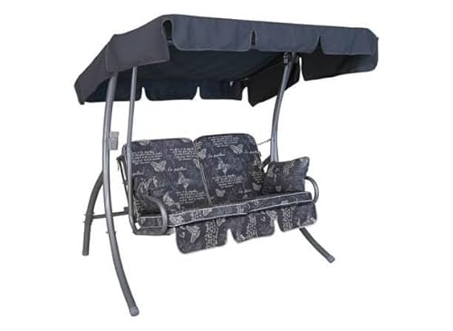 Angerer Freizeitmöbel GmbH Hollywoodschaukel 2-Sitzer Comfort - Gartenschaukel Made in Germany - Schaukel zum Sitzen und Entspannen - mit Bett-Funktion - einfache Montage (Grau Schmetterling) von Angerer Freizeitmöbel GmbH
