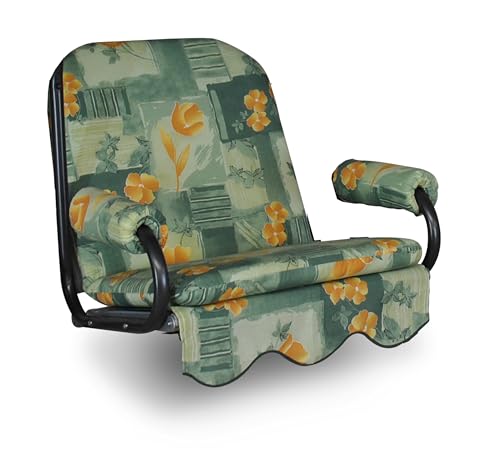 Angerer Freizeitmöbel GmbH Hollywoodschaukel Auflage 1-Sitzer - passend für viele 1-Sitzer Hollywoodschaukeln - Schaukelauflage Made in Germany (Grün-Orange geblümt) von Angerer Freizeitmöbel GmbH