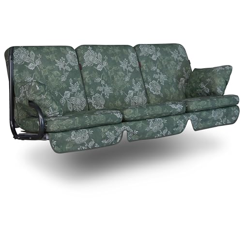 Angerer Freizeitmöbel GmbH Hollywoodschaukel Auflage Comfort - passend für viele 3-Sitzer Hollywoodschaukeln - Schaukelauflage Made in Germany (Grün Gemustert) von Angerer Freizeitmöbel GmbH