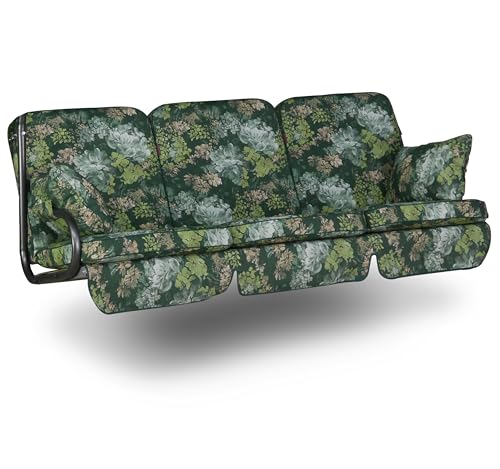 Angerer Freizeitmöbel GmbH Hollywoodschaukel Auflage Comfort - passend für viele 3-Sitzer Hollywoodschaukeln - Schaukelauflage Made in Germany (Grün geblümt) von Angerer Freizeitmöbel GmbH