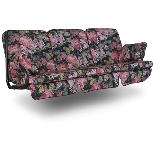 Angerer Freizeitmöbel GmbH Hollywoodschaukel Auflage Comfort - passend für viele 3-Sitzer Hollywoodschaukeln - Schaukelauflage Made in Germany (Schwarz-Bunt geblümt) von Angerer Freizeitmöbel GmbH