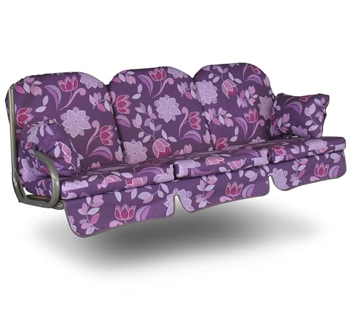 Angerer Freizeitmöbel GmbH Hollywoodschaukel Auflage Deluxe - passend für viele 3-Sitzer Hollywoodschaukeln - Schaukelauflage Made in Germany (Lila-Rosa geblümt) von Angerer Freizeitmöbel GmbH