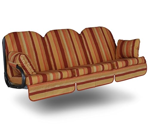 Angerer Freizeitmöbel GmbH Hollywoodschaukel Auflage Deluxe - passend für viele 3-Sitzer Hollywoodschaukeln - Schaukelauflage Made in Germany (Terra-Rot gestreift) von Angerer Freizeitmöbel GmbH