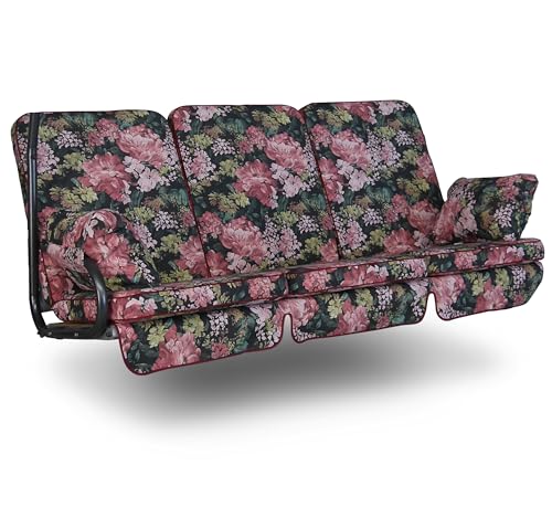 Angerer Freizeitmöbel GmbH Hollywoodschaukel Auflage Exklusiv - passend für viele 3-Sitzer Hollywoodschaukeln - Schaukelauflage Made in Germany (Schwarz-Bunt geblümt) von Angerer Freizeitmöbel GmbH