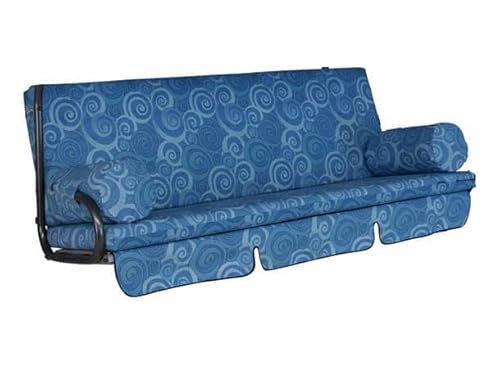 Angerer Freizeitmöbel GmbH Hollywoodschaukel Auflage Trend - passend für viele 3-Sitzer Hollywoodschaukeln - Schaukelauflage Made in Germany (Grau-Blau Geblümt) von Angerer Freizeitmöbel GmbH