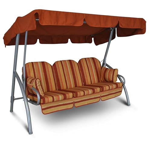 Angerer Freizeitmöbel GmbH Hollywoodschaukel Deluxe - Gartenschaukel Made in Germany - Schaukel zum Sitzen und Entspannen - einfache Montage (Terra-Rot gestreift) von Angerer Freizeitmöbel GmbH