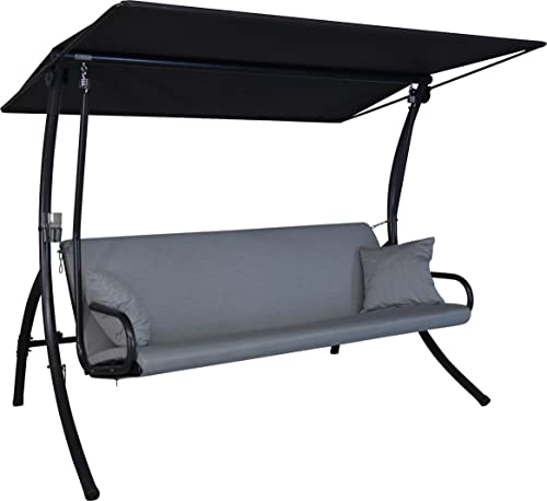Angerer Freizeitmöbel GmbH Hollywoodschaukel Elegance Zip - Gartenschaukel Made in Germany - Schaukel zum Sitzen, Liegen und Entspannen - inklusive Bett-Funktion - einfache Montage (Grau wetterfest) von Angerer Freizeitmöbel GmbH