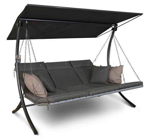Angerer Freizeitmöbel GmbH Hollywoodschaukel Luxus Smart - Gartenschaukel Made in Germany - Schaukel zum Sitzen, Liegen und Entspannen - inklusive Bett-Funktion - einfache Montage (Grau) von Angerer Freizeitmöbel GmbH