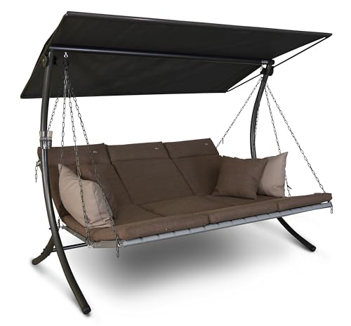 Angerer Freizeitmöbel GmbH Hollywoodschaukel Luxus Smart - Gartenschaukel Made in Germany - Schaukel zum Sitzen, Liegen und Entspannen - inklusive Bett-Funktion - einfache Montage (Olive) von Angerer Freizeitmöbel GmbH