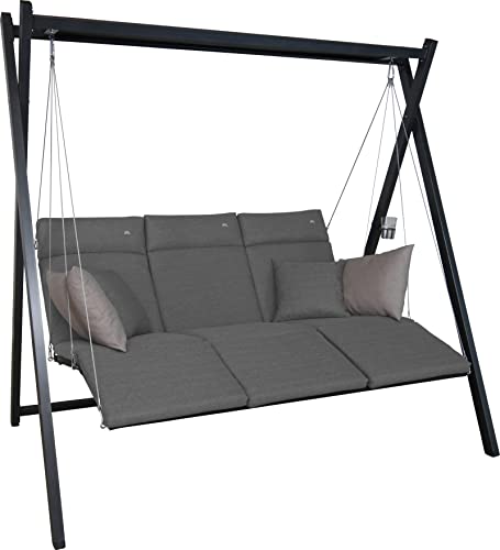 Angerer Freizeitmöbel GmbH Hollywoodschaukel Relax Smart - Gartenschaukel Made in Germany - Schaukel zum Sitzen, Liegen und Entspannen - einfache Montage (Hellgrau) von Angerer Freizeitmöbel GmbH